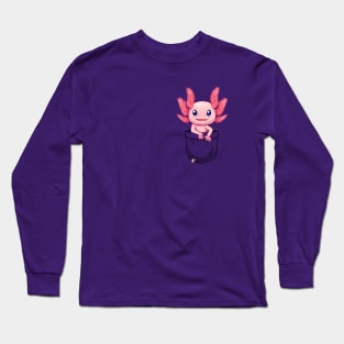 Pocket Cute Axolotl Long Sleeve T-Shirt